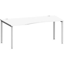 Schäfer Shop Genius Freiformschreibtisch MODENA FLEX, Ansatz links B 1800 mm, weiß 