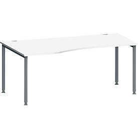 Schäfer Shop Genius Freiformschreibtisch MODENA FLEX, Ansatz links B 1800 mm, weiß/anthrazit