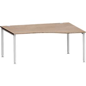 Schäfer Shop Genius Freiformschreibtisch MODENA FLEX, Ansatz rechts B 1800 mm, Eiche/weißalu