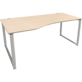 Schäfer Shop Genius Freiformschreibtisch MODENA FLEX, Bügelfuß, manuell höhenverstellbar, Ansatz links, B 1800 mm, Ahorn-Dekor 