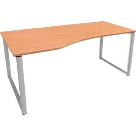 Schäfer Shop Genius Freiformschreibtisch MODENA FLEX, Bügelfuß, manuell höhenverstellbar, Ansatz links, B 1800 mm, Buche-Dekor