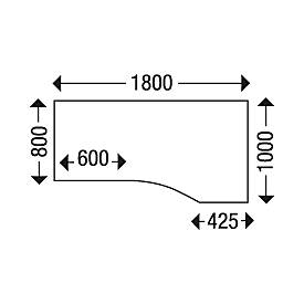 Schäfer Shop Genius Freiformschreibtisch MODENA FLEX, C-Fuß-Rechteckrohr, B 1800 mm, Ansatz rechts, lichtgrau/weißalu 