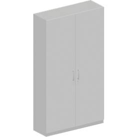 Schäfer Shop Genius Garderobenschrank TETRIS SOLID, 6 OH, 1 Fachboden, Kleiderstange, abschließbar, B 1200 x T 412 x H 2143 mm, weißalu/lichtgrau
