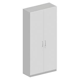Schäfer Shop Genius Garderobenschrank TETRIS SOLID, 6 Ordnerhöhen, 1 Fachboden, Kleiderstange, abschließbar, B 1000 x T 412 x H 2239 mm, weißalu/weiß