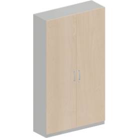 Schäfer Shop Genius Garderobenschrank TETRIS SOLID, 6 Ordnerhöhen, 1 Fachboden, Kleiderstange, abschließbar, B 1200 x T 412 x H 2143 mm, weißalu/Ahorn