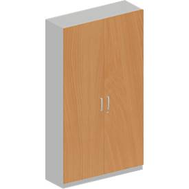 Schäfer Shop Genius Garderobenschrank TETRIS SOLID, 6 Ordnerhöhen, 1 Fachboden, Kleiderstange, abschließbar, B 1200 x T 412 x H 2143 mm, weißalu/Buche