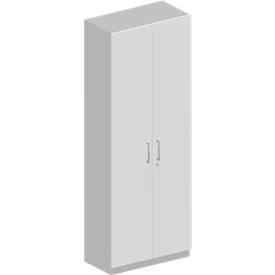 Schäfer Shop Genius Garderobenschrank TETRIS SOLID, 6 Ordnerhöhen, 1 Fachboden, Kleiderstange, abschließbar, B 800 x T 412 x H 2239 mm, weißalu/weiß