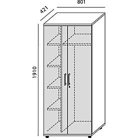 Schäfer Shop Genius Garderobenschrank TETRIS WOOD, 5 OH, H 1910 mm, Höhe inkl. Gleiter, weiß/graphite 