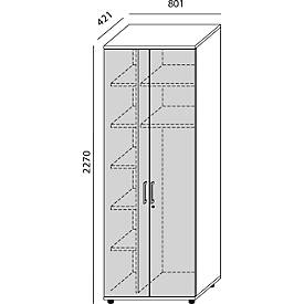 Schäfer Shop Genius Garderobenschrank TETRIS WOOD, 6 OH, H 2270 mm, Höhe inkl. Gleiter, weiß/grahite 
