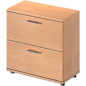 Schäfer Shop Genius Hängeregistraturschrank TETRIS WOOD, 2 OH, B 800 x T 421 x H 800 mm, Höhe inkl. Gleiter, Buche-Dekor