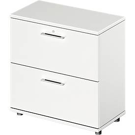 Schäfer Shop Genius Hängeregistraturschrank TETRIS WOOD, 2 OH, B 800 x T 421 x H 800 mm, Höhe inkl. Gleiter, weiß