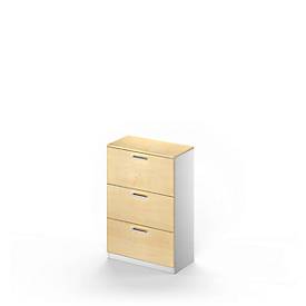 Schäfer Shop Genius Hängeregristraturschrank TETRIS SOLID, 3 Schübe, 3 OH B 800 x H 1170 mm, Ahorn-Dekor/weißalu