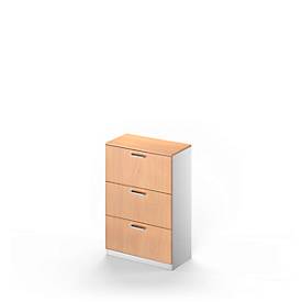 Schäfer Shop Genius Hängeregristraturschrank TETRIS SOLID, 3 Schübe, 3 OH B 800 x H 1170 mm, Buche-Dekor/weißalu