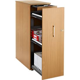 Schäfer Shop Genius Hochcontainer TETRIS WOOD, 3 Schübe + 1 Utensilienauszug, B 424 x T 803 x H 1296 mm, Buche
