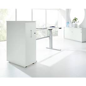 Schäfer Shop Genius Hochcontainer TETRIS WOOD, 3 Schübe + 1 Utensilienauszug, B 424 x T 803 x H 1296 mm, lichtgrau