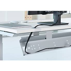 Schäfer Shop Genius Kabelkanal für Tisch 90° Winkel, abklappbar, Stahl, weißaluminium, Breite 800 mm +  1600 mm