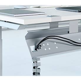 Schäfer Shop Genius Kabelkanal für Tisch 90° Winkel, abklappbar, Stahl, weißaluminium, Breite 800 mm +  1600 mm