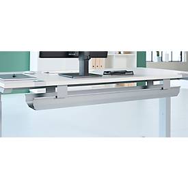 Schäfer Shop Genius Kabelkanal für Tischbreite 1200 mm, abklappbar, Stahl, weißaluminium, B 800 mm