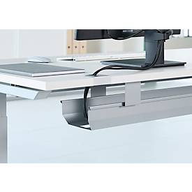 Schäfer Shop Genius Kabelkanal für Tischbreite 1800 mm, abklappbar, Stahl, weißaluminium, B 1400 mm 