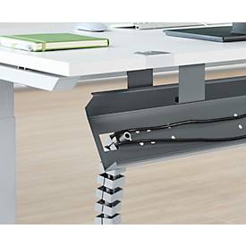 Schäfer Shop Genius Kabelkanal für Tischbreite 2000 mm, abklappbar, Stahl, anthrazit, B 1600 mm