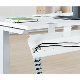Schäfer Shop Genius Kabelkanal für Tischbreite 800 mm, abklappbar, Stahl, weiß, B 500 mm