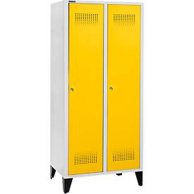 Schäfer Shop Genius Kleiderspind mit Füßen, 2 Abteile, 400 mm Abteilbreite, Zylinderschloss, rapsgelb