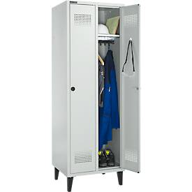 Schäfer Shop Genius Kleiderspind mit Füßen, 2 Abteile, Sicherheitsdrehriegelverschluss, lichtgrau/lichtgrau