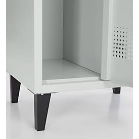 Schäfer Shop Genius Kleiderspind mit Füßen, 2 Abteile, Sicherheitsdrehriegelverschluss, lichtgrau/lichtgrau