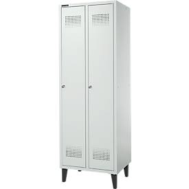 Schäfer Shop Genius Kleiderspind mit Füßen, 2 Abteile, Zylinderschloss, lichtgrau/lichtgrau