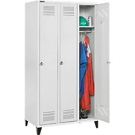 Schäfer Shop Genius Kleiderspind mit Füßen, 3 Abteile, Drehverschluss, lichtgrau/lichtgrau