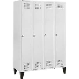 Schäfer Shop Genius Kleiderspind mit Füßen, 4 Abteile, Drehverschluss, lichtgrau/lichtgrau