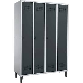 Schäfer Shop Genius Kleiderspind mit Füßen, 4 Abteile, Drehverschluss, weißaluminium/anthrazit