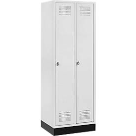 Schäfer Shop Genius Kleiderspind mit Sockel, 2 Abteile, Sicherheitsdrehriegelverschluss, lichtgrau/lichtgrau