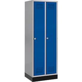 Schäfer Shop Genius Kleiderspind mit Sockel, 2 Abteile, Zylinderschloss, weißaluminium/enzianblau