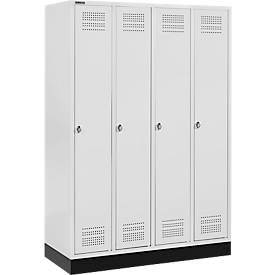 Schäfer Shop Genius Kleiderspind mit Sockel, 4 Abteile, Drehriegelverschluss, lichtgrau/lichtgrau