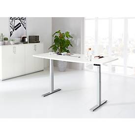 Schäfer Shop Genius Konferenztisch MODENA FLEX, 6-fach Anschluss, elektrisch höhenverstellbar, Boot, B 2000 mm, weiß/weißalu