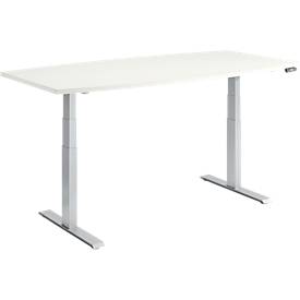 Schäfer Shop Genius Konferenztisch MODENA FLEX, elektrisch höhenverstellbar, Boot, T-Fuß, B 2000 x H 645-1290 mm, weiß/weißalu