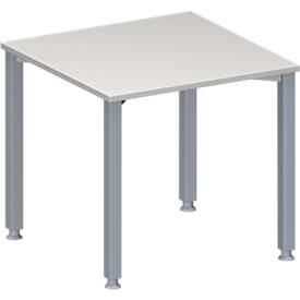 Schäfer Shop Genius Konferenztisch MODENA FLEX, Quadrat, 4-Fuss Quadratrohr, B 800 x T 800 x H 720-840 mm, lichtgrau/weissaluminium RAL 9006 