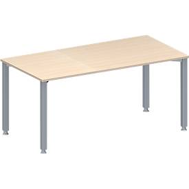 Schäfer Shop Genius Konferenztisch MODENA FLEX, Rechteck, 4-Fuß Quadratrohr, B 1600 x T 800 x H 720-840 mm, Ahorn/weißaluminium RAL 9006 