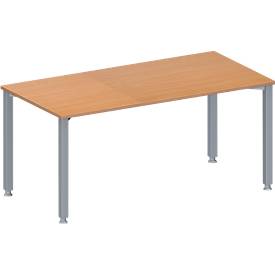 Schäfer Shop Genius Konferenztisch MODENA FLEX, Rechteck, 4-Fuß Quadratrohr, B 1600 x T 800 x H 720-840 mm, Buche/weißaluminium RAL 9006