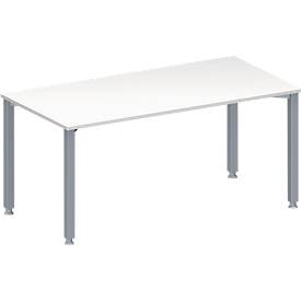 Schäfer Shop Genius Konferenztisch MODENA FLEX, Rechteck, 4-Fuß Quadratrohr, B 1600 x T 800 x H 720-840 mm, weiß/weißaluminium RAL 9006 