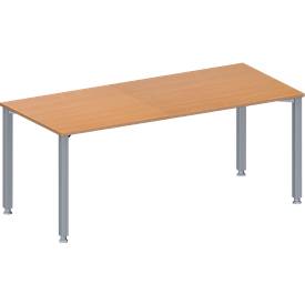 Schäfer Shop Genius Konferenztisch MODENA FLEX, Rechteck, 4-Fuß Quadratrohr, B 1800 x T 800 x H 720-840 mm, Buche/weißaluminium RAL 9006