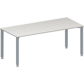 Schäfer Shop Genius Konferenztisch MODENA FLEX, Rechteck, 4-Fuß Quadratrohr, B 1800 x T 800 x H 720-840 mm, lichtgrau/weißaluminium RAL 9006