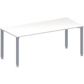 Schäfer Shop Genius Konferenztisch MODENA FLEX, Rechteck, 4-Fuß Quadratrohr, B 1800 x T 800 x H 720-840 mm, weiß/weißaluminium RAL 9006