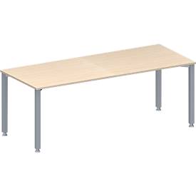Schäfer Shop Genius Konferenztisch MODENA FLEX, Rechteck, 4-Fuß Quadratrohr, B 2000 x T 800 x H 720-840 mm, Ahorn/weißaluminium RAL 9006