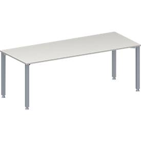 Schäfer Shop Genius Konferenztisch MODENA FLEX, Rechteck, 4-Fuß Quadratrohr, B 2000 x T 800 x H 720-840 mm, lichtgrau/weißaluminium RAL 9006 