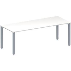 Schäfer Shop Genius Konferenztisch MODENA FLEX, Rechteck, 4-Fuß Quadratrohr, B 2000 x T 800 x H 720-840 mm, weiß/weißaluminium RAL 9006 