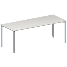 Schäfer Shop Genius Konferenztisch MODENA FLEX, Rechteck, 4-Fuß Rundrohr, B 2000 x T 800 x H 720-840 mm, lichtgrau/weißaluminium RAL 9006