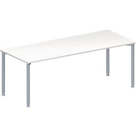 Schäfer Shop Genius Konferenztisch MODENA FLEX, Rechteck, 4-Fuß Rundrohr, B 2000 x T 800 x H 720-840 mm, weiß/weißaluminium RAL 9006 