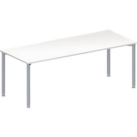 Schäfer Shop Genius Konferenztisch MODENA FLEX, Rechteck, 4-Fuß Rundrohr, B 2000 x T 800 x H 720-840 mm, weiß/weißalumin